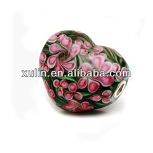 flower heart shapes brass plating silver jewelry murano beads